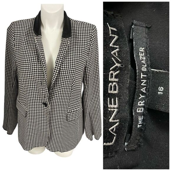 Lane Bryant Blazer Womens 16 Houndstooth Jacket Office Corpcore Career Boardroom - Picture 1 of 16